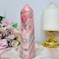 Natural Pink Opal Carved Tower 15cm
