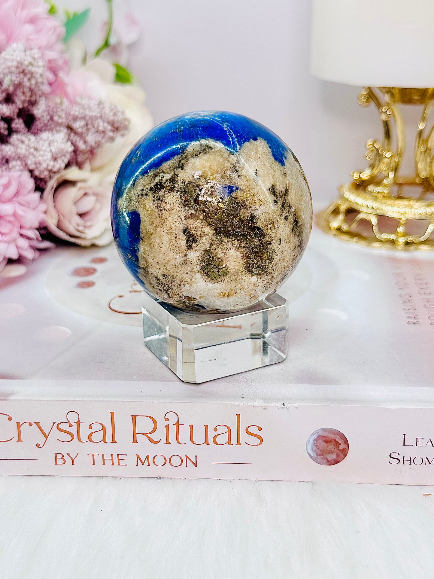 Absolutely Stunning High Grade Lapis Lazuli Sphere on Stand 286grams