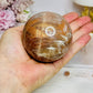 Shimmering Large Sunstone with Moonstone Sphere on Stand 433g