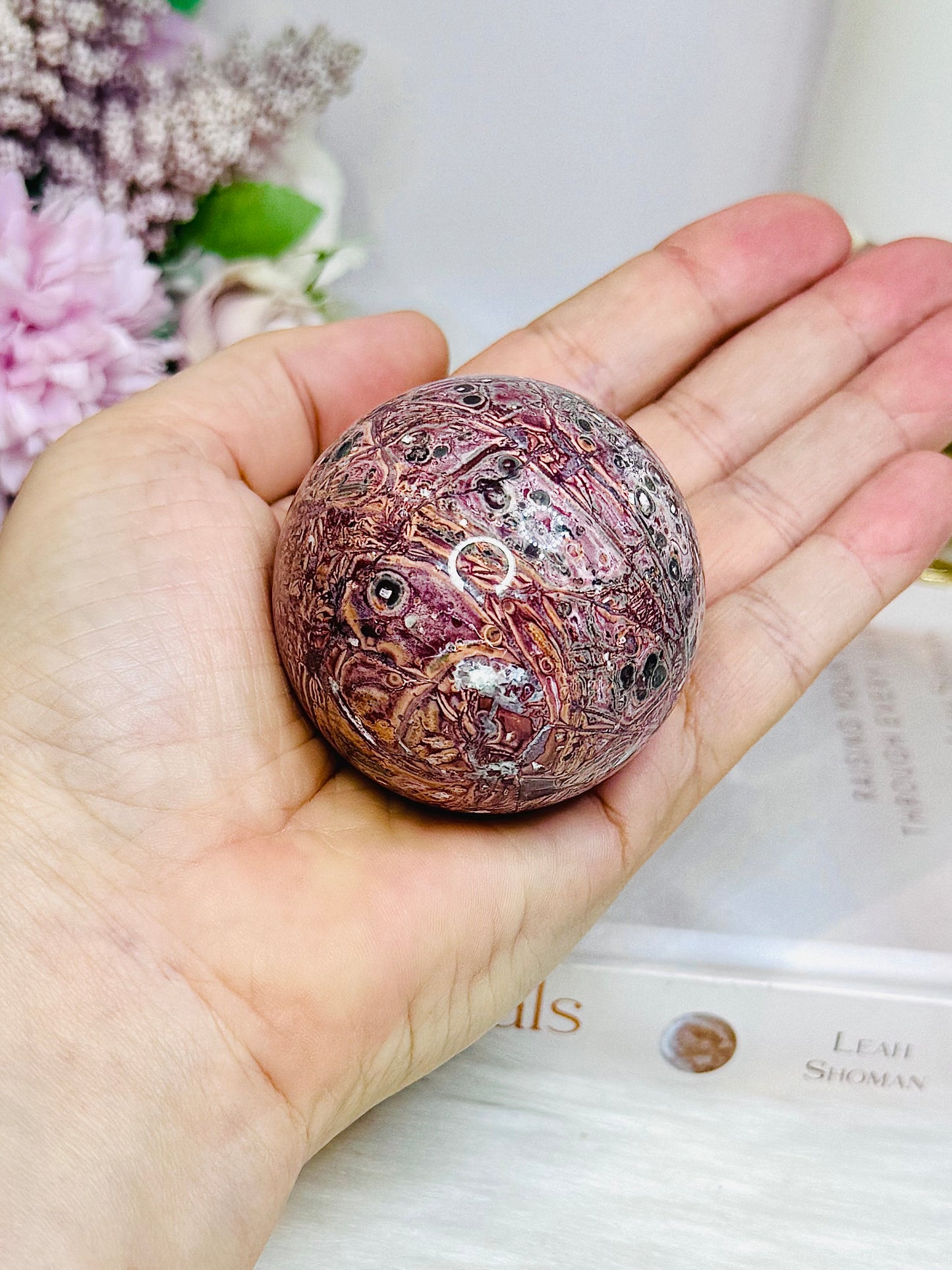 Leopard Skin Jasper Sphere on Stand 168g