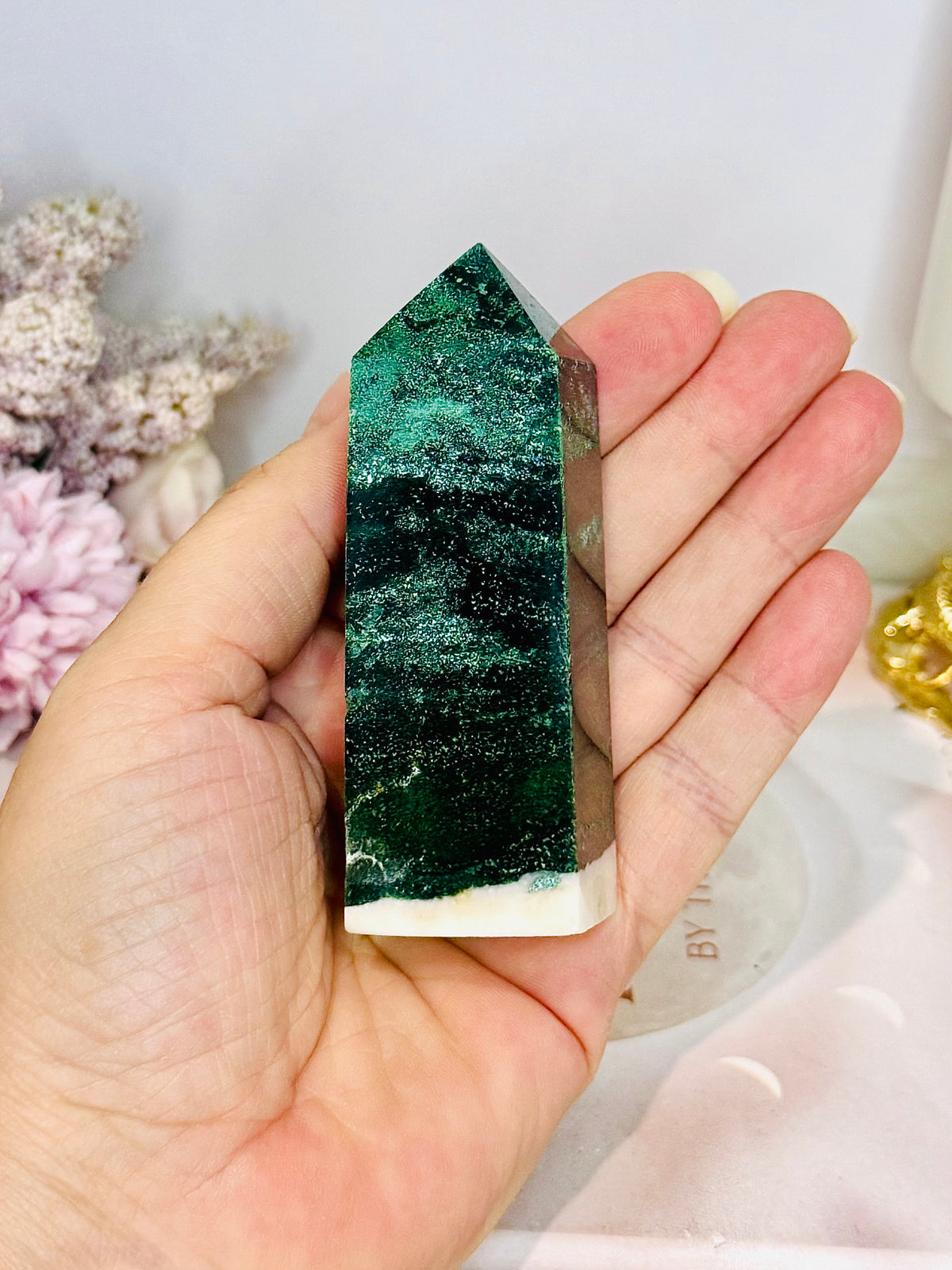 Chunky Green Unicorn Jasper Tower 8.5cm