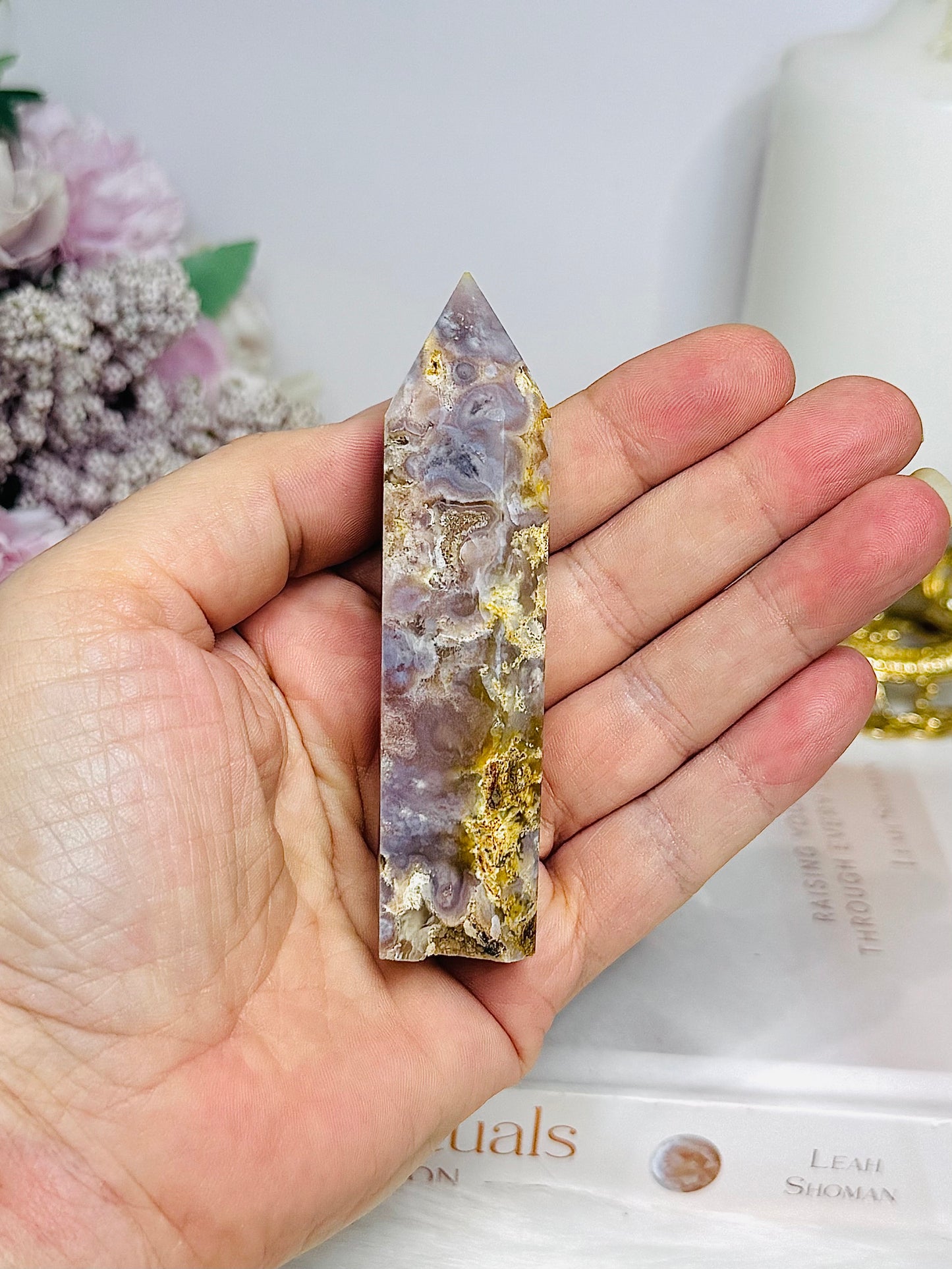 Druzy Lilac Agate Tower 9cm