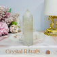 Clear Quartz Tower with Garden Quartz Inclusion 8.5cm