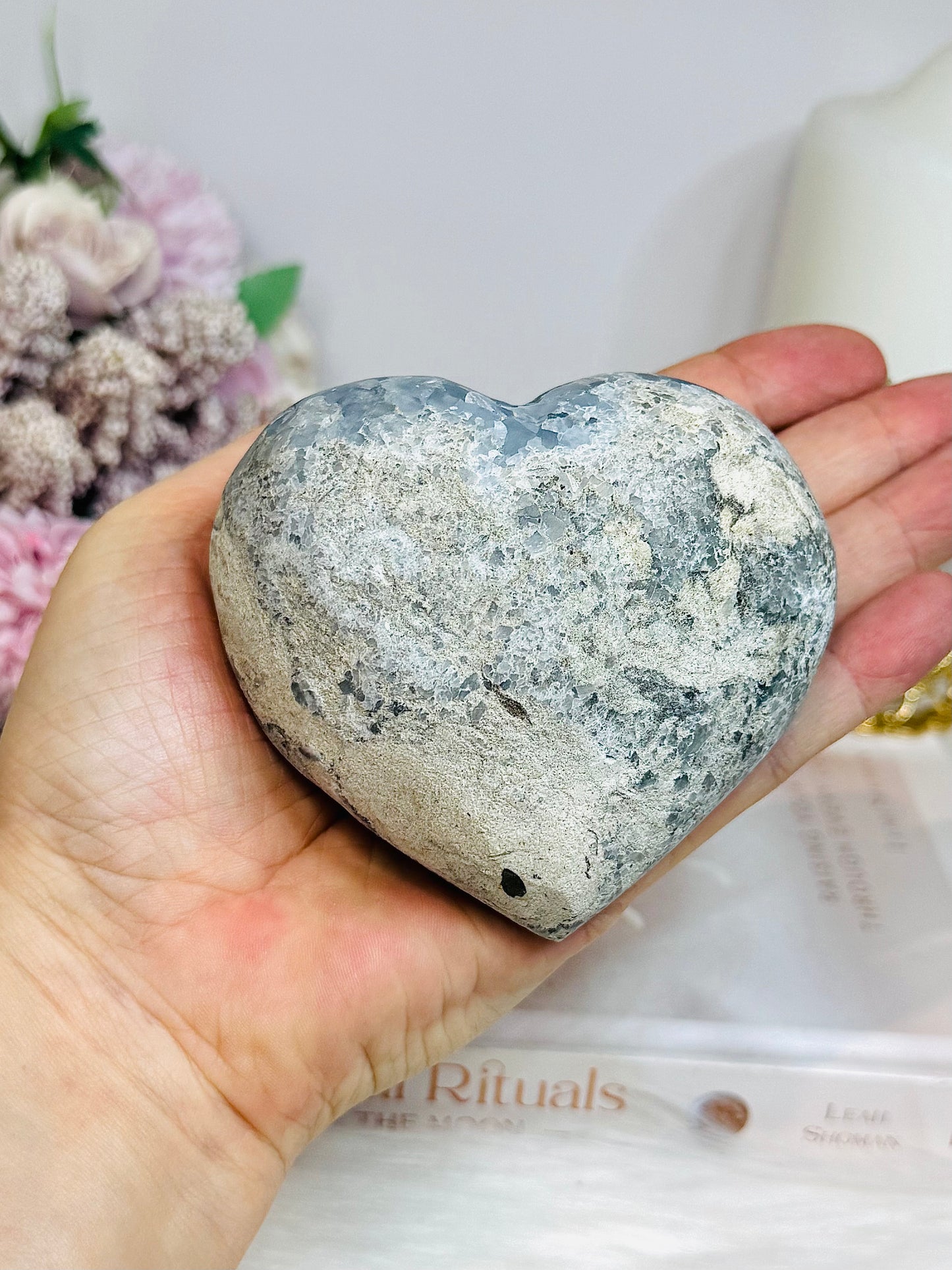 Blue Celestite Druzy Heart 8.5cm 534g