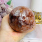 High Grade Large Fire Quartz | Hematoid Quartz Sphere with Rainbows on Stand 725g