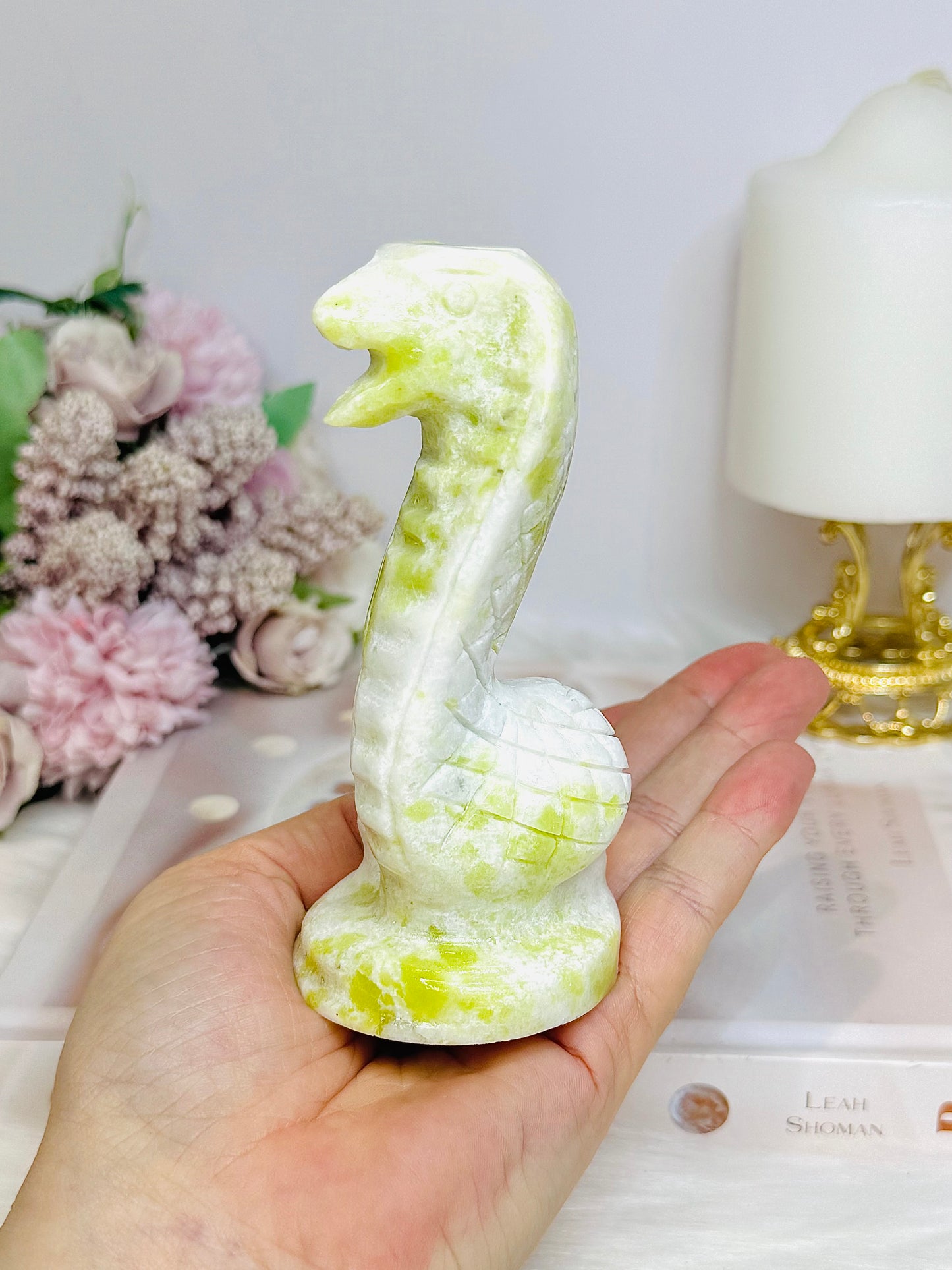 Large Serpentine Jade Cobra Snake 12cm