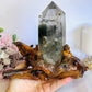 Stunning Large Garden Quartz | Lodolite Tower on Timber Base 938grams 27cm