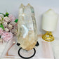 High Grade Clear Quartz Twin | Double Tower with Rainbows on Stand 18.5cm 961g