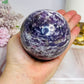 Natural Large Pegmatite | Unicorn Stone (Lepidolite, Pink Tourmaline, Smoky Quartz and Cleavelandite) Sphere on Stand 661g