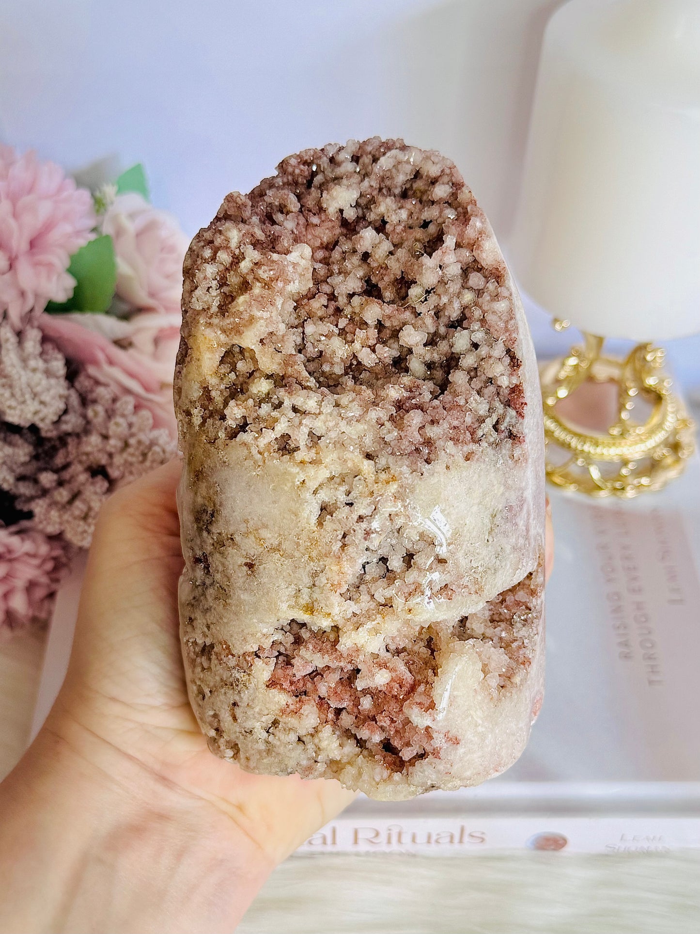 Incredible Natural Large Pink Amenities Druzy Freeform From Brazil 894grams 12.5cm