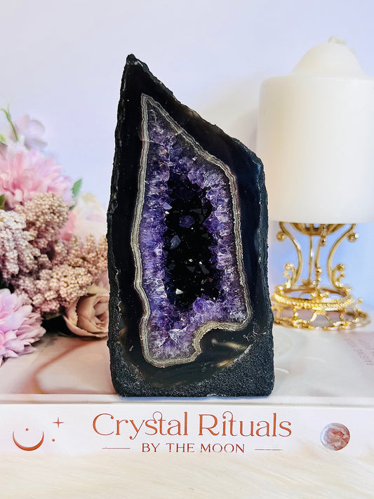 Classy & Truly Fabulous High Grade Large Deep Purple Sparkling Amethyst Cathedral 13.5cm From Brazil