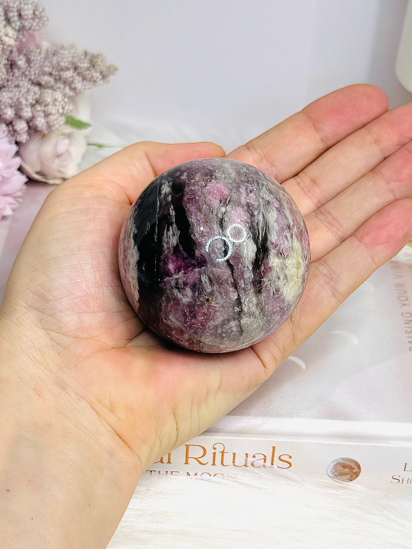 High Grade Pink Tourmaline Sphere On Stand 280g
