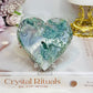 Moss Agate Carved Heart on Stand 8cm