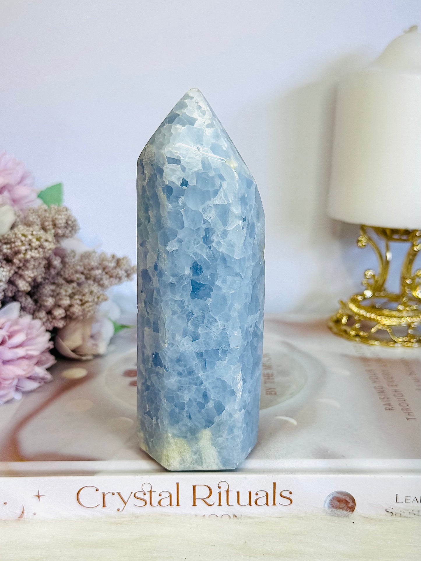 Gorgeous Natural High Grade Blue Calcite Chunky Tower 13cm