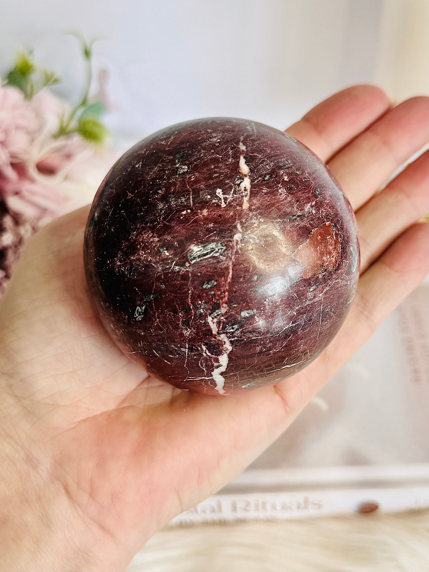 Large 549gram Red Onyx Sphere on Stand