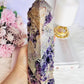 Huge Naturally Formed Purple Cubed Fluorite in Matrix Carved Tower | Generator 22.5cm