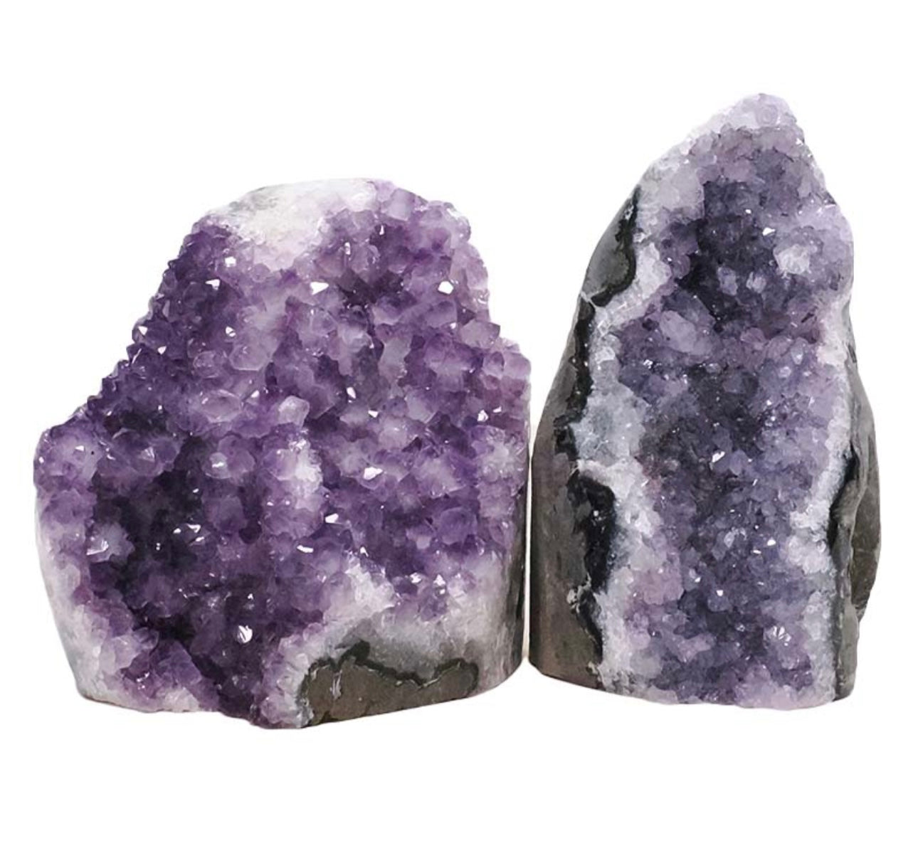 Double Deal ~ Set of 2 Large Amethyst Base Cut Clusters 2.25KG Approx 12cm Tall