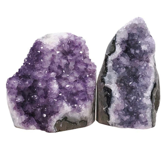Double Deal ~ Set of 2 Large Amethyst Base Cut Clusters 2.25KG Approx 12cm Tall