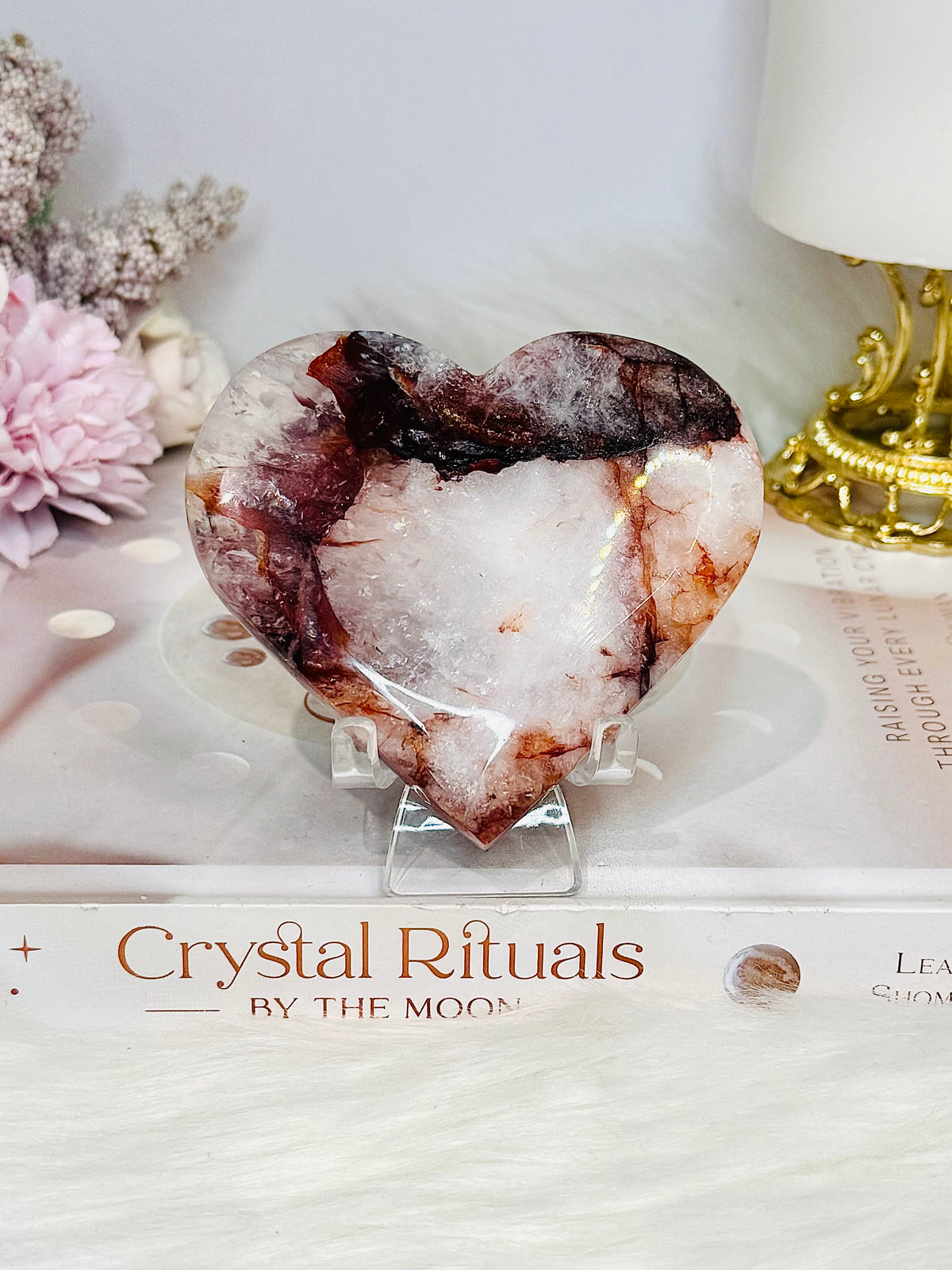 Fire Quartz Heart on Stand 8.5cm