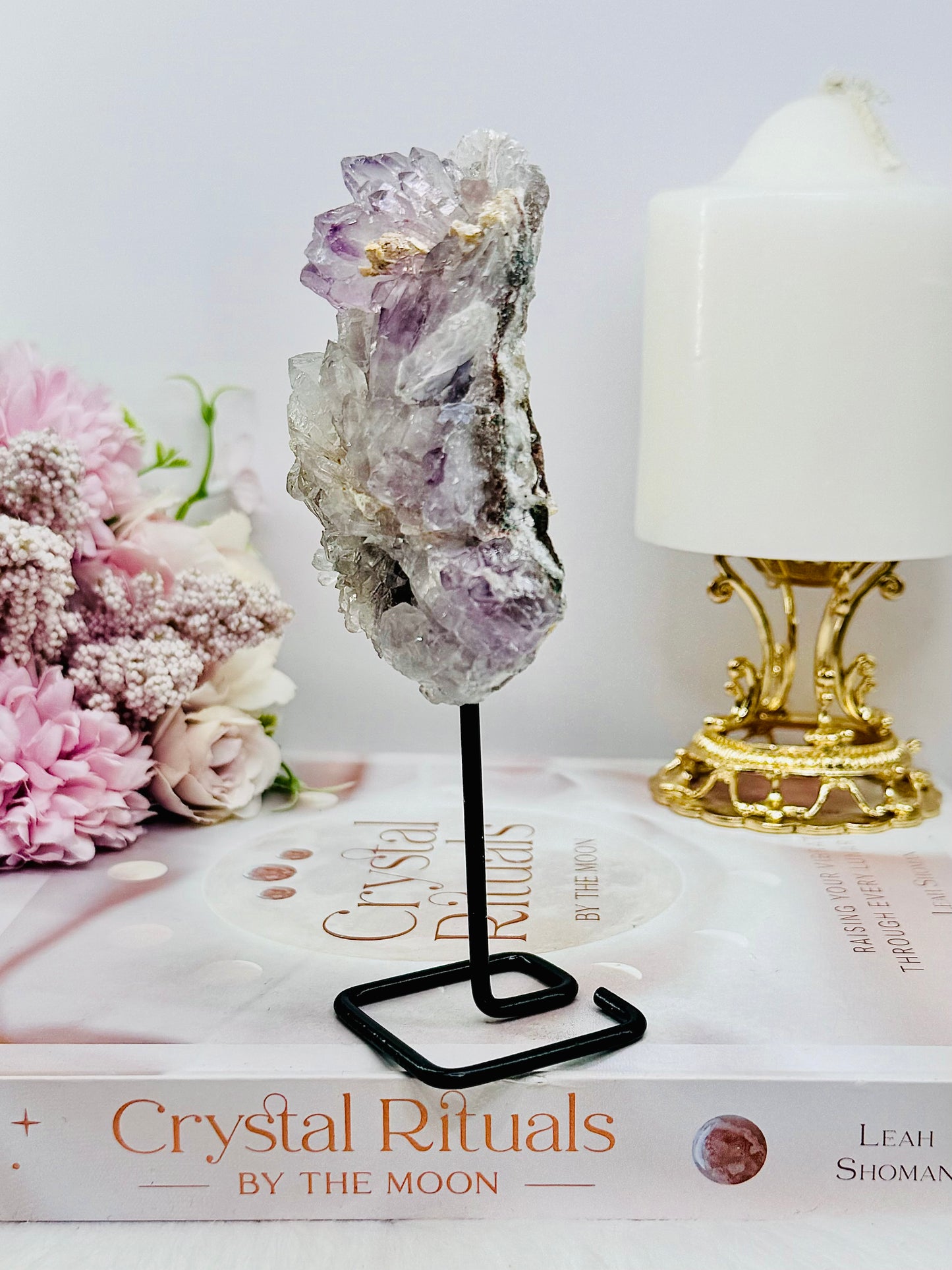 Natural Zeolite | Flower Amethyst Slab on Stand 14cm