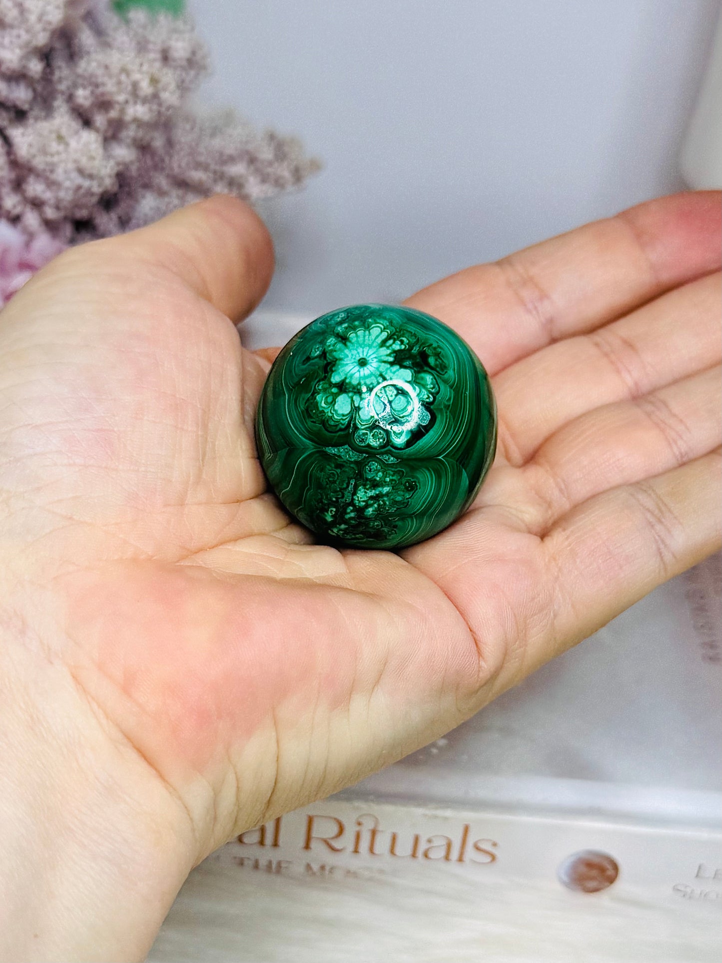 Natural Malachite From Congo Sphere on Stand 92g