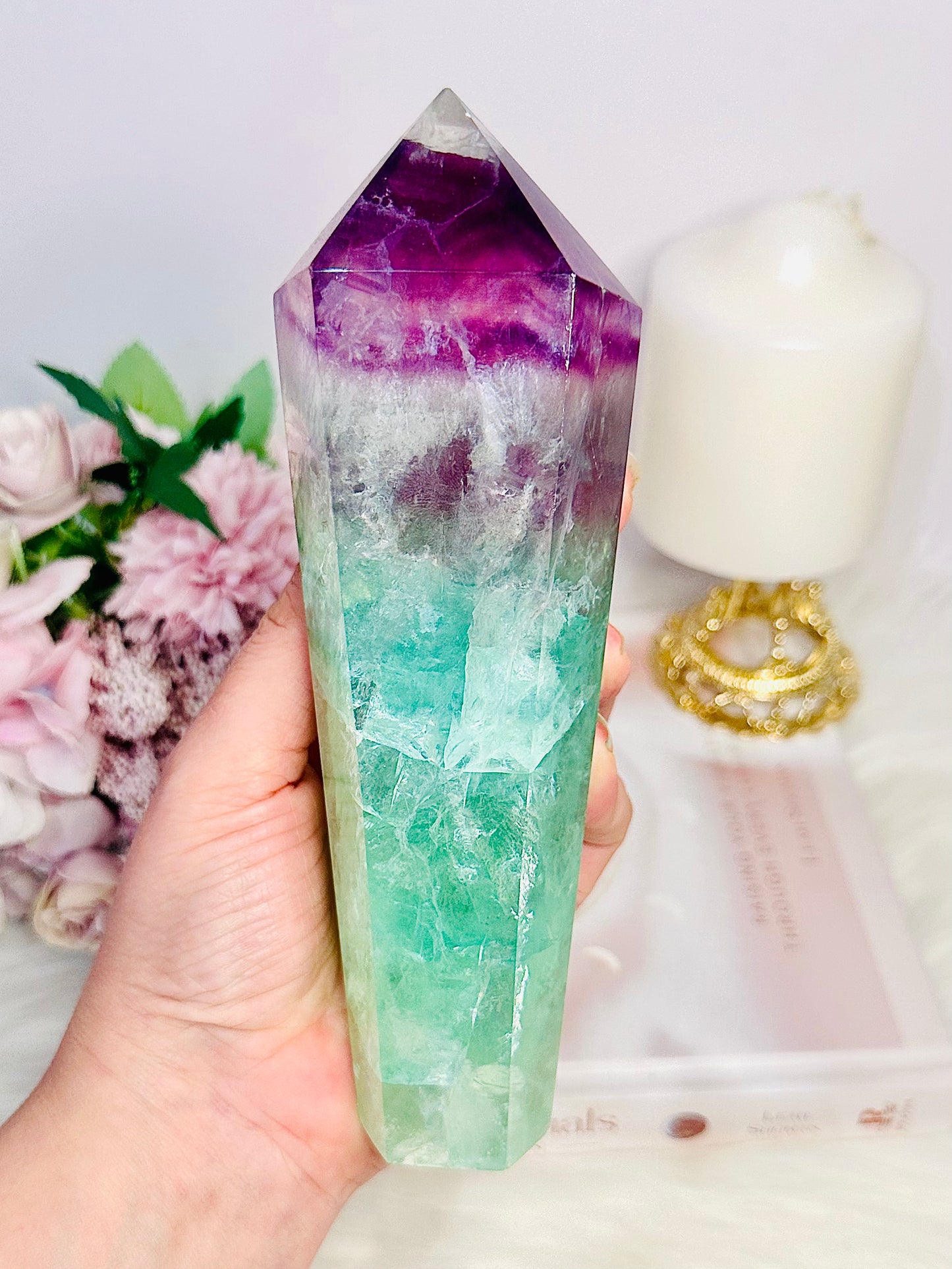 Spectacular Large Incredible Chunky Fluorite Obelisk | Tower 19cm 768grams Full Of Stunning Rainbows