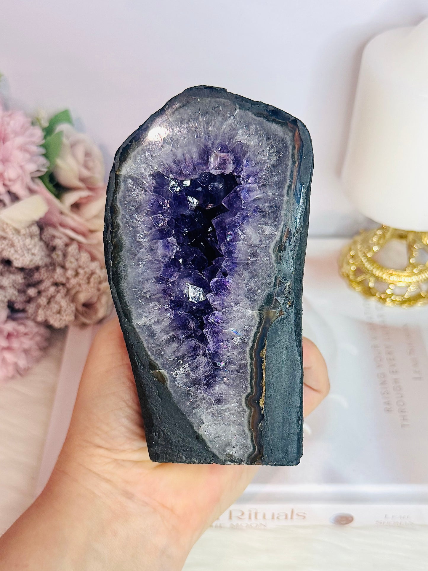 High Grade Divine Deep Purple Large Amethyst Cathedral | Geode From Brazil 826gram 13cm