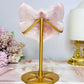 Pink Opal Carved Fox Head On Gold Stand 14.5cm