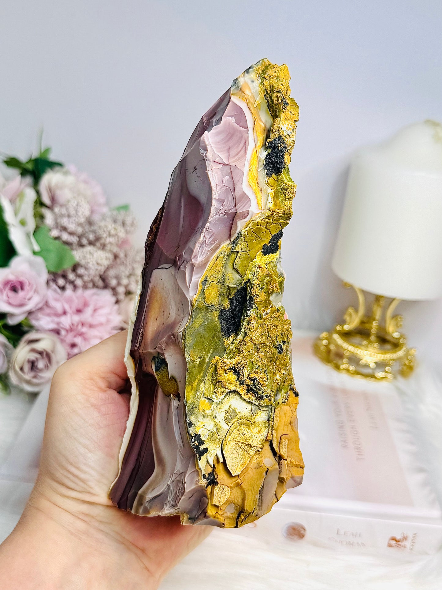 High Grade Mookaite Jasper Polished & Raw Slab 16cm 722g