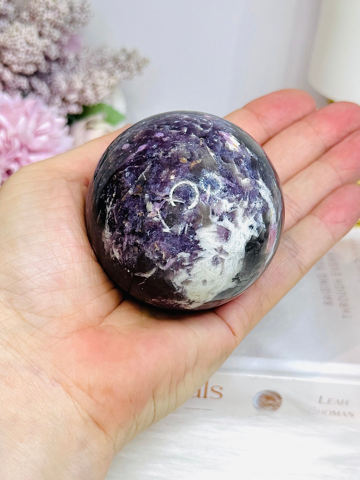 Large Pink Purple Tourmaline Sphere on Stand 328g