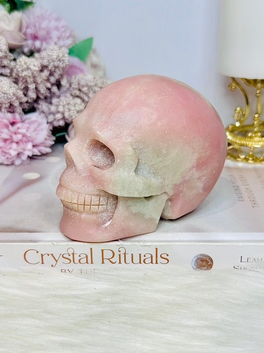 Large Pink Opal Carved Skull 10cm 828g