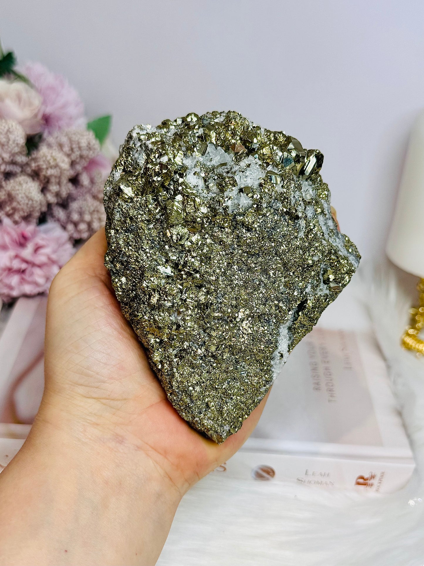 Large Natural Cubed Pyrite Specimen 774g On Stand