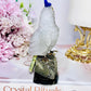 Large 11.5cm Jade Carved Parrot | Bird On Pyrite Stand From Brazil