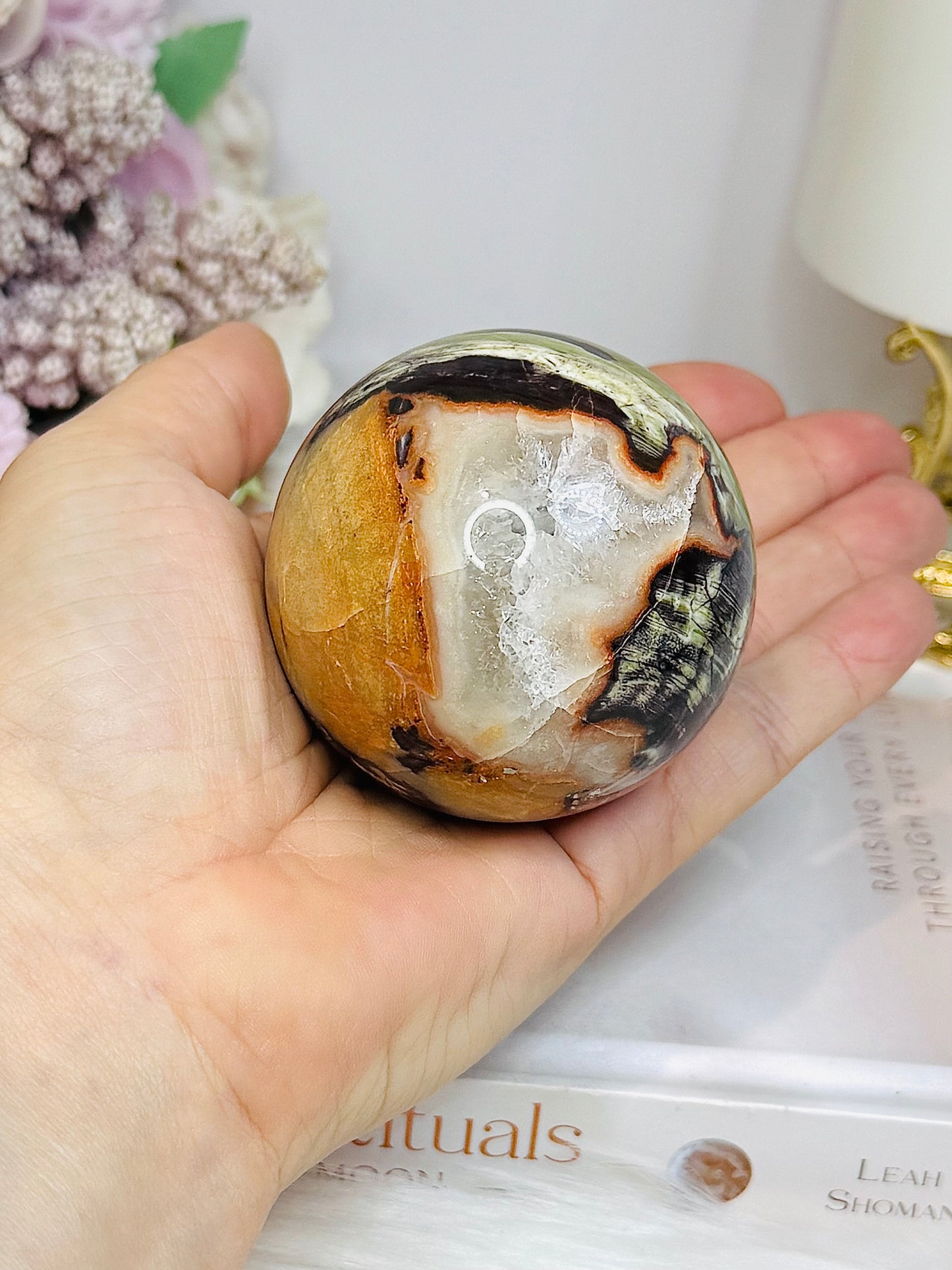 Money Agate Sphere on Stand 278g