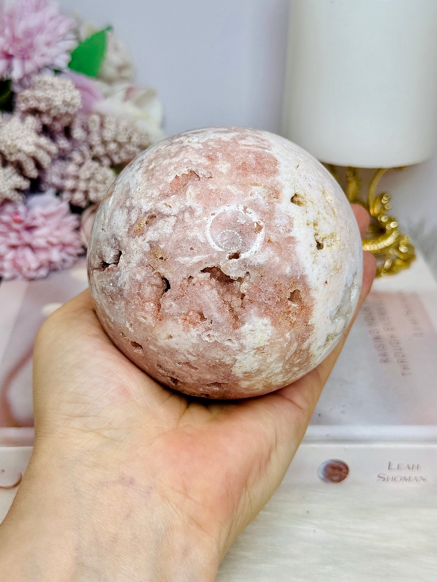 Large Pink Amethyst Druzy Sphere on Stand 816cm