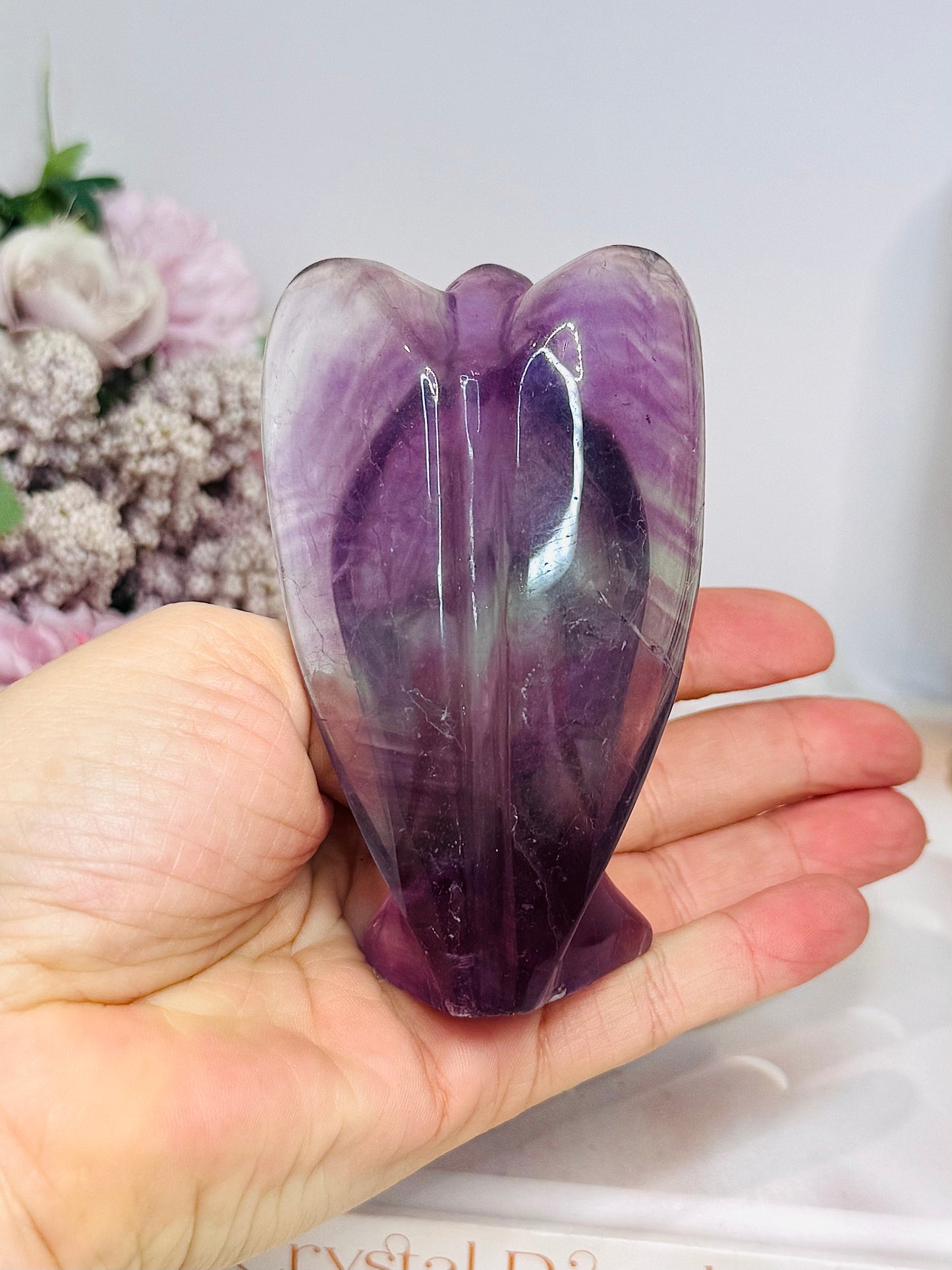 Purple Fluorite Angel Carving 10cm