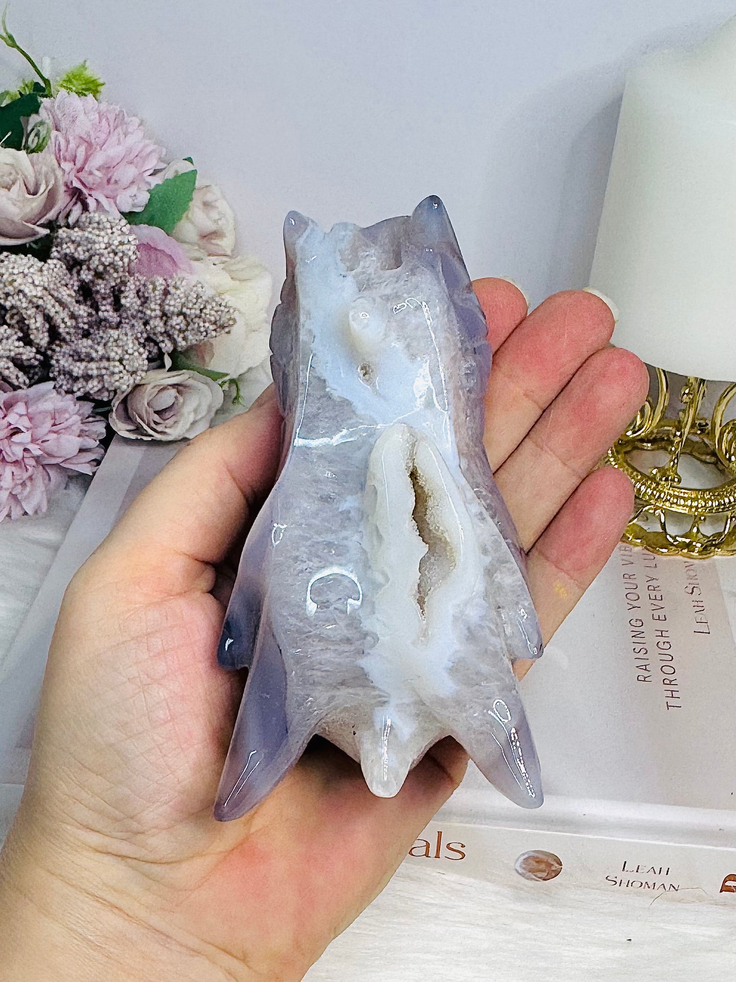 Large Druzy Agate Carved Dragon Head 11cm