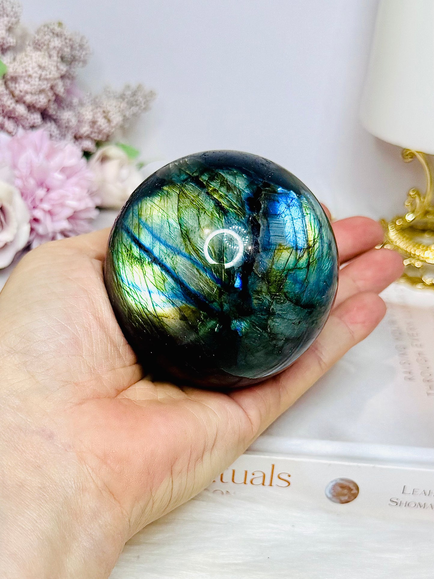 Large Labradorite Sphere on Stand 520g