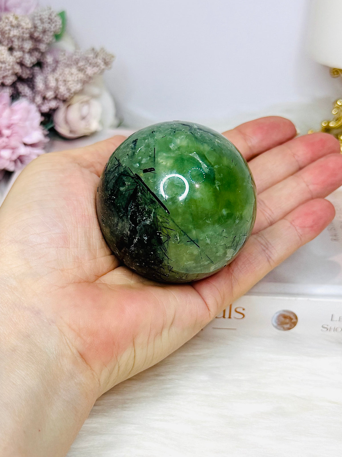 Prehnite Sphere On Stand 318g