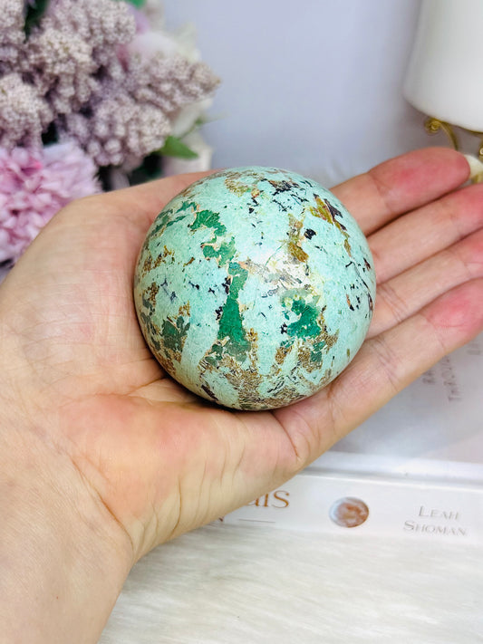 A Rare Stone ~ Inca Turquoise Sphere On Stand 254g