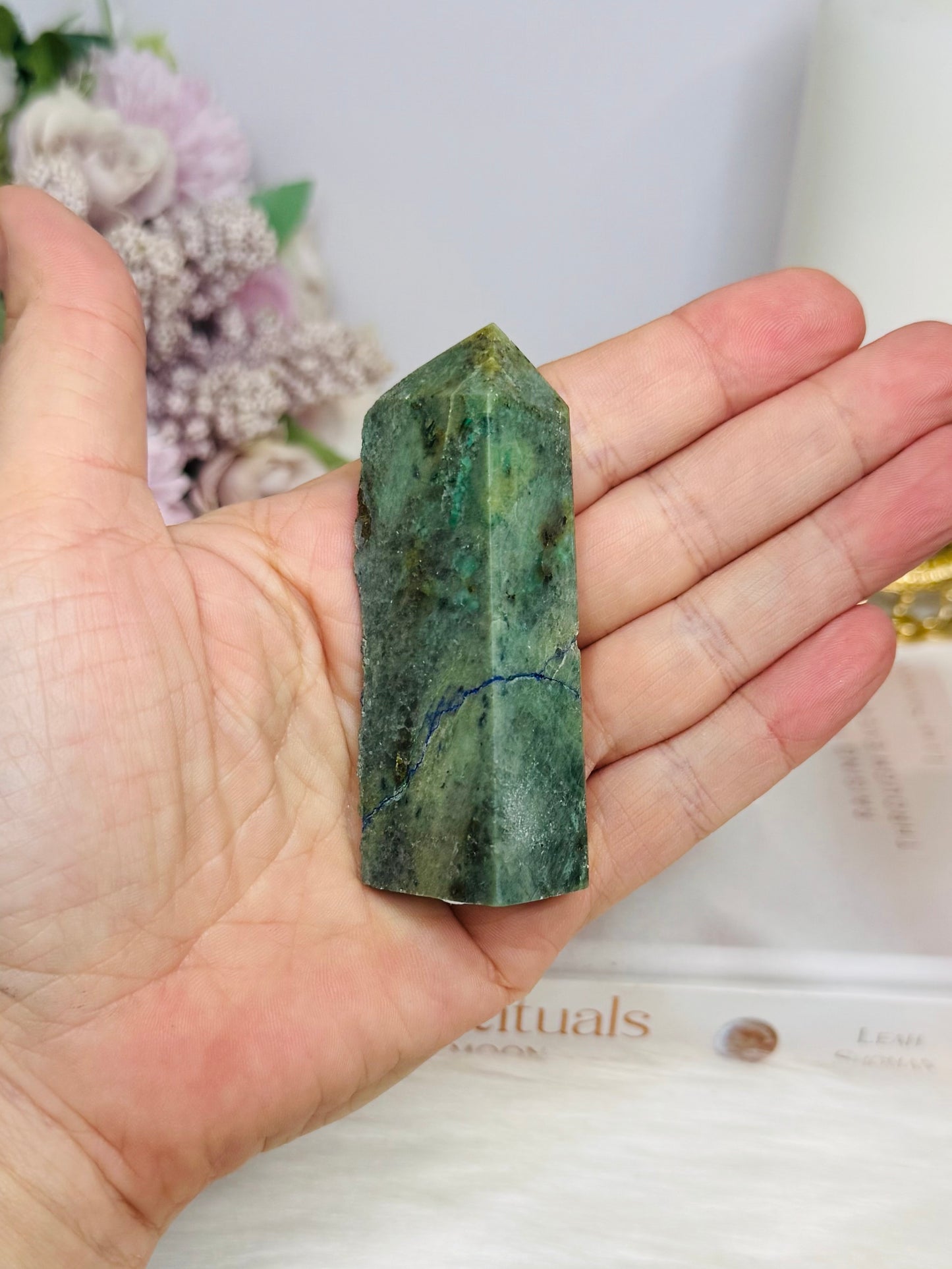 Azurite with Malachite Rough Tower 7.5cm