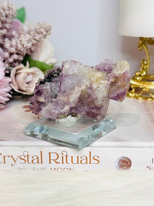 Collectors Piece ~ High Grade Purple Cubed Fluorite Specimen On Stand 223grams