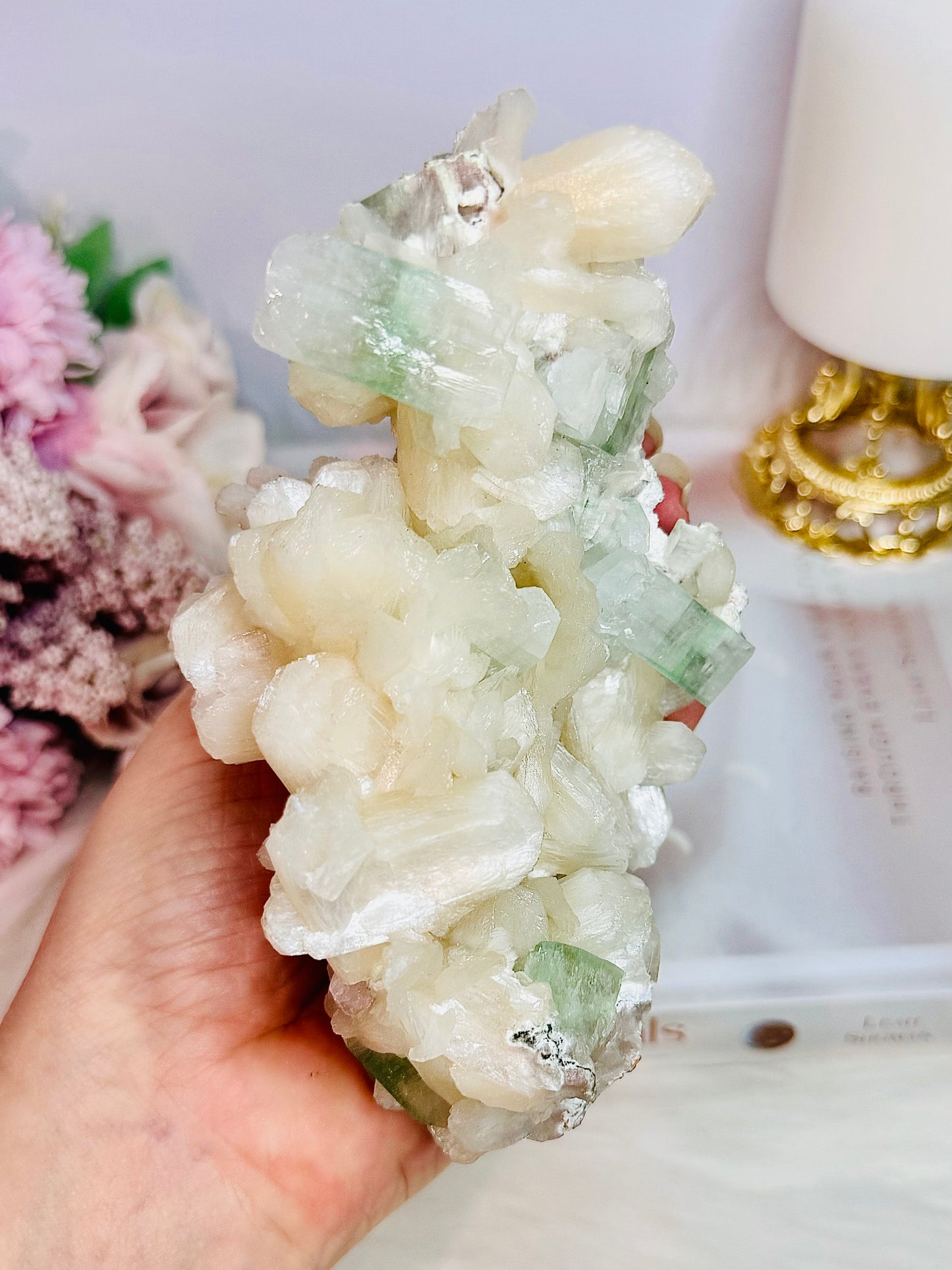 Incredible Large High Grade Natural Green Apophyllite Cluster 14cm