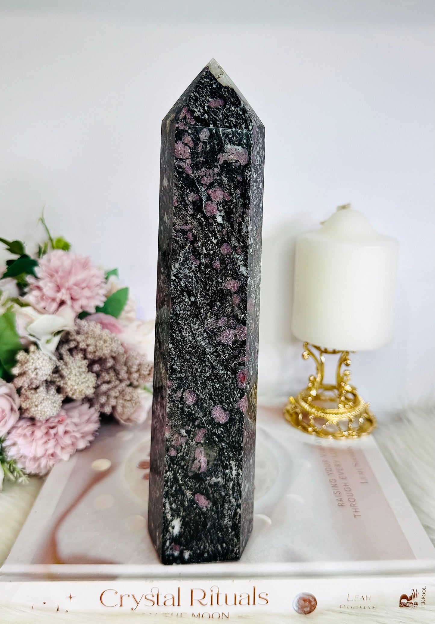 Huge Black & Pink Tourmaline In Matrix Chunky Tower 24cm 1.2KG