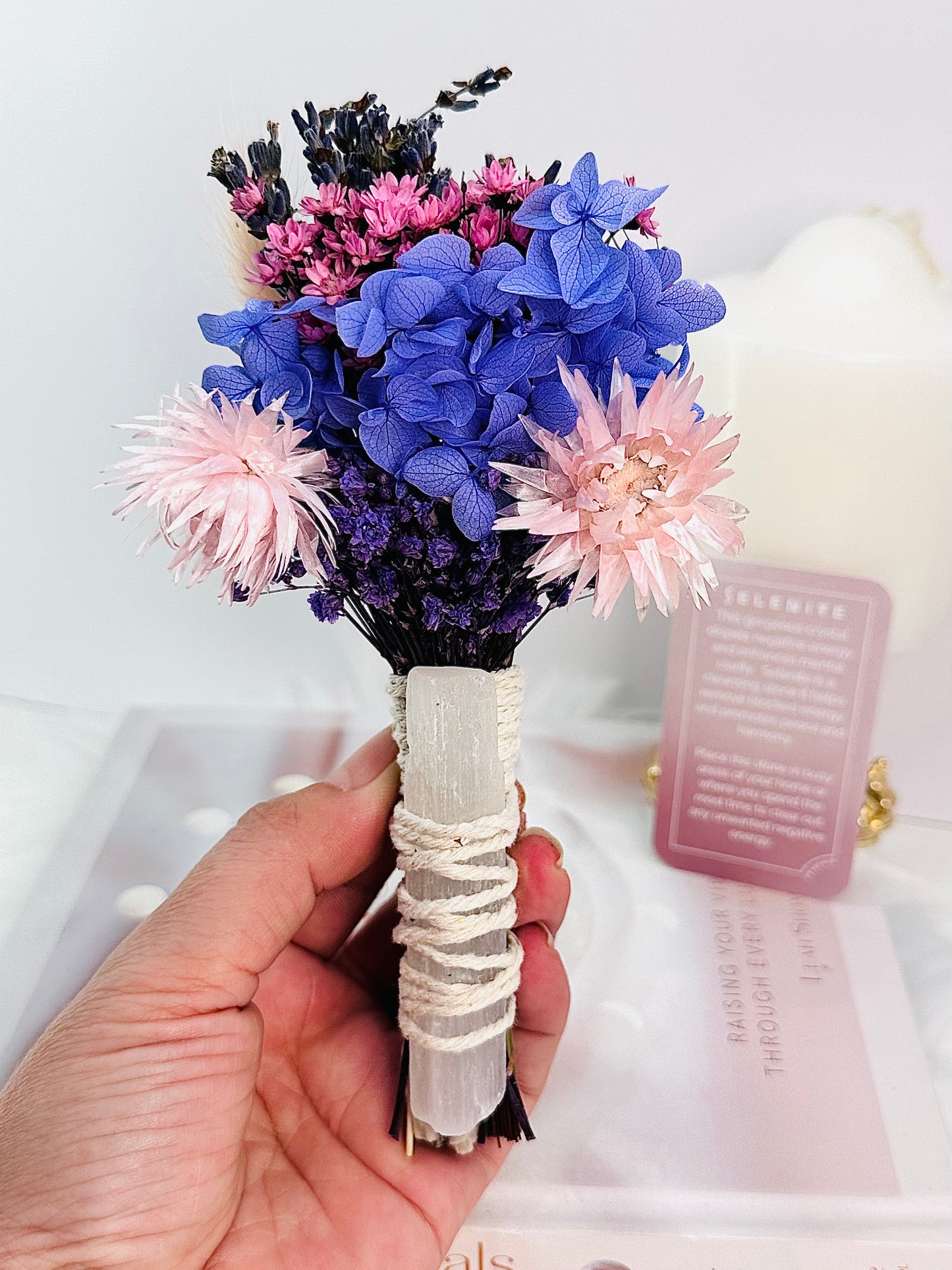 ‘Cleansing Flower Wand’ ~ Gorgeous Handmade Flower Wand Approx 18cm - 20cm To Cleanse Your Home or Office Space