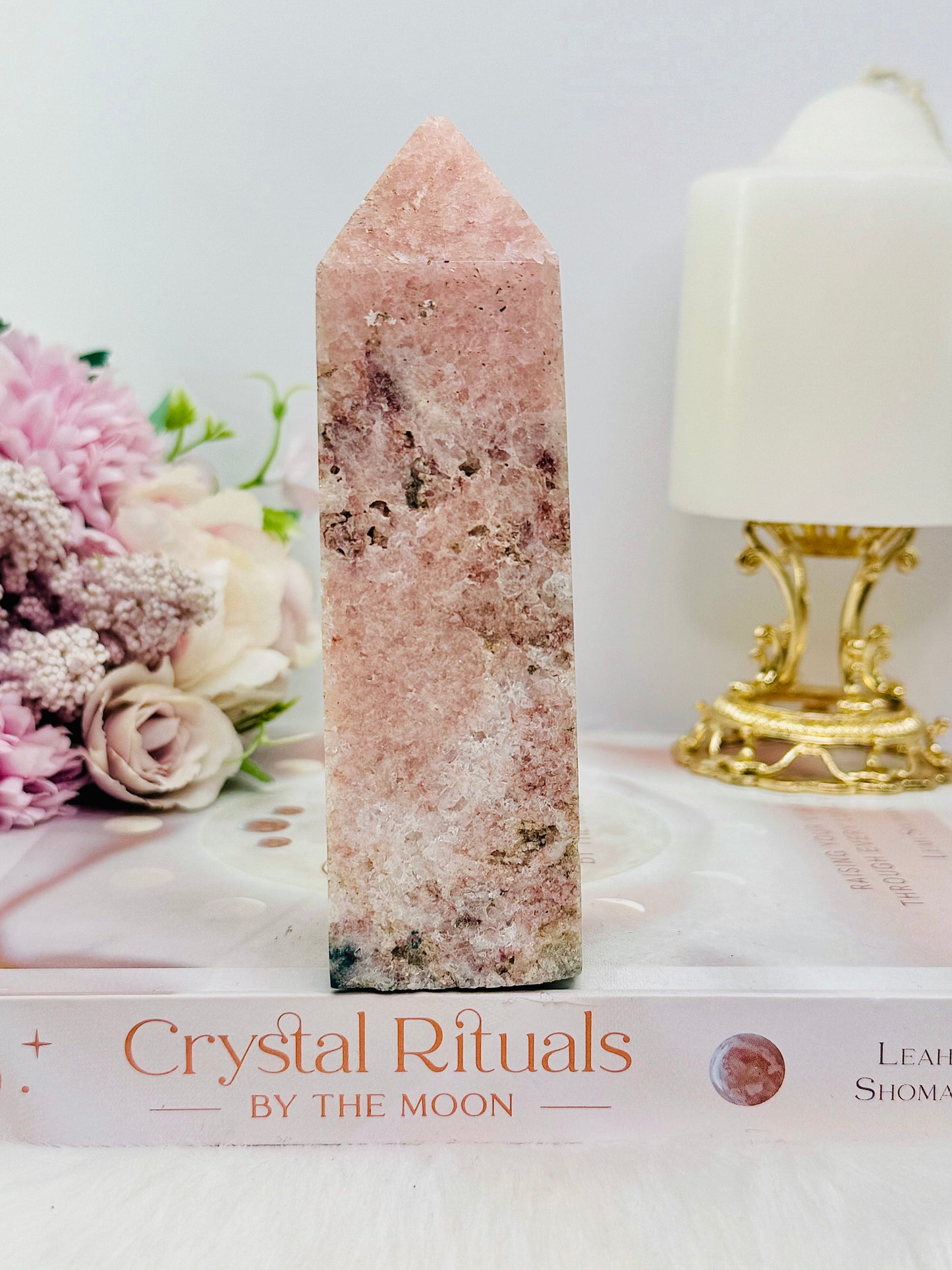 Chunky Tall 14cm Natural Druzy Pink Amethyst Tower (slight chip in tip)