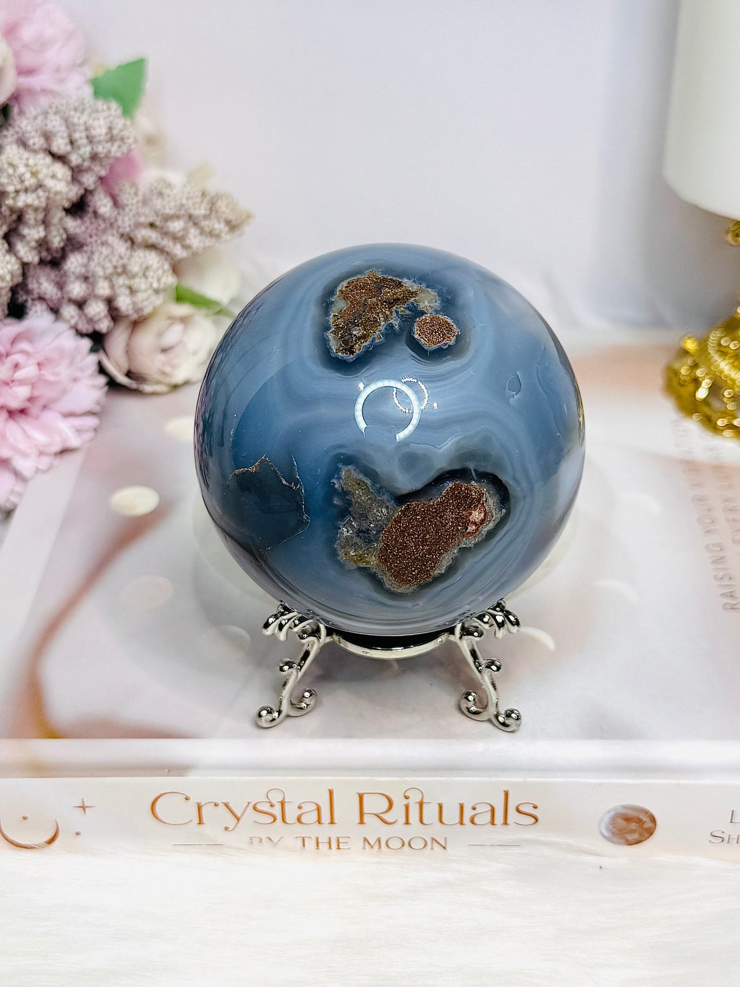 Volcano | Football Agate Sphere On Stand 546g
