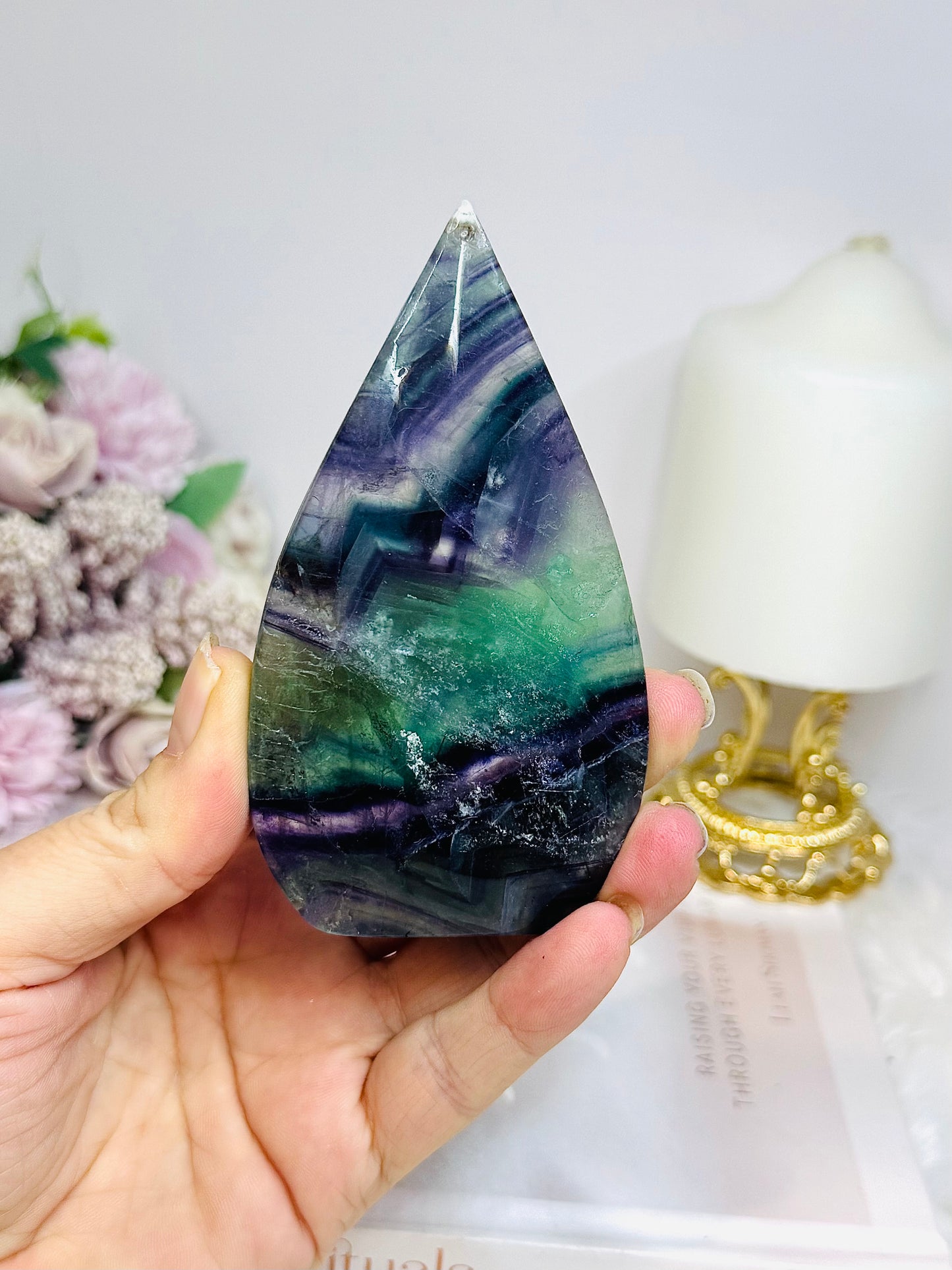 Rainbow Fluorite Flame 10cm