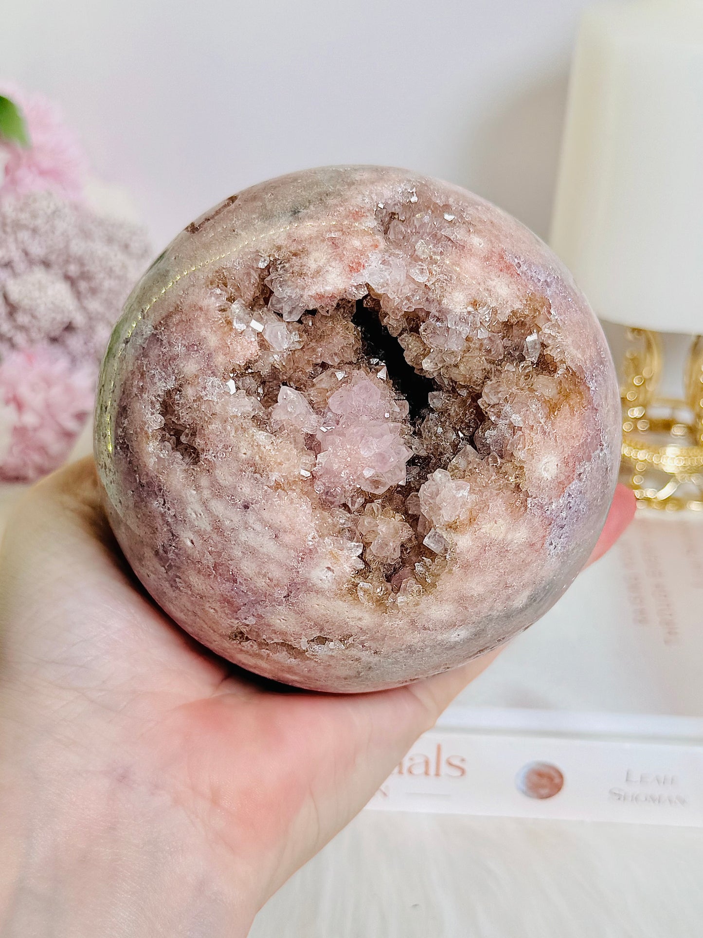 The Pink Amethyst QUEEN ~ Divine Large 10.5cm 1.2KG Druzy Pink Amethyst Sphere on Stand with Stunning Crystallisation