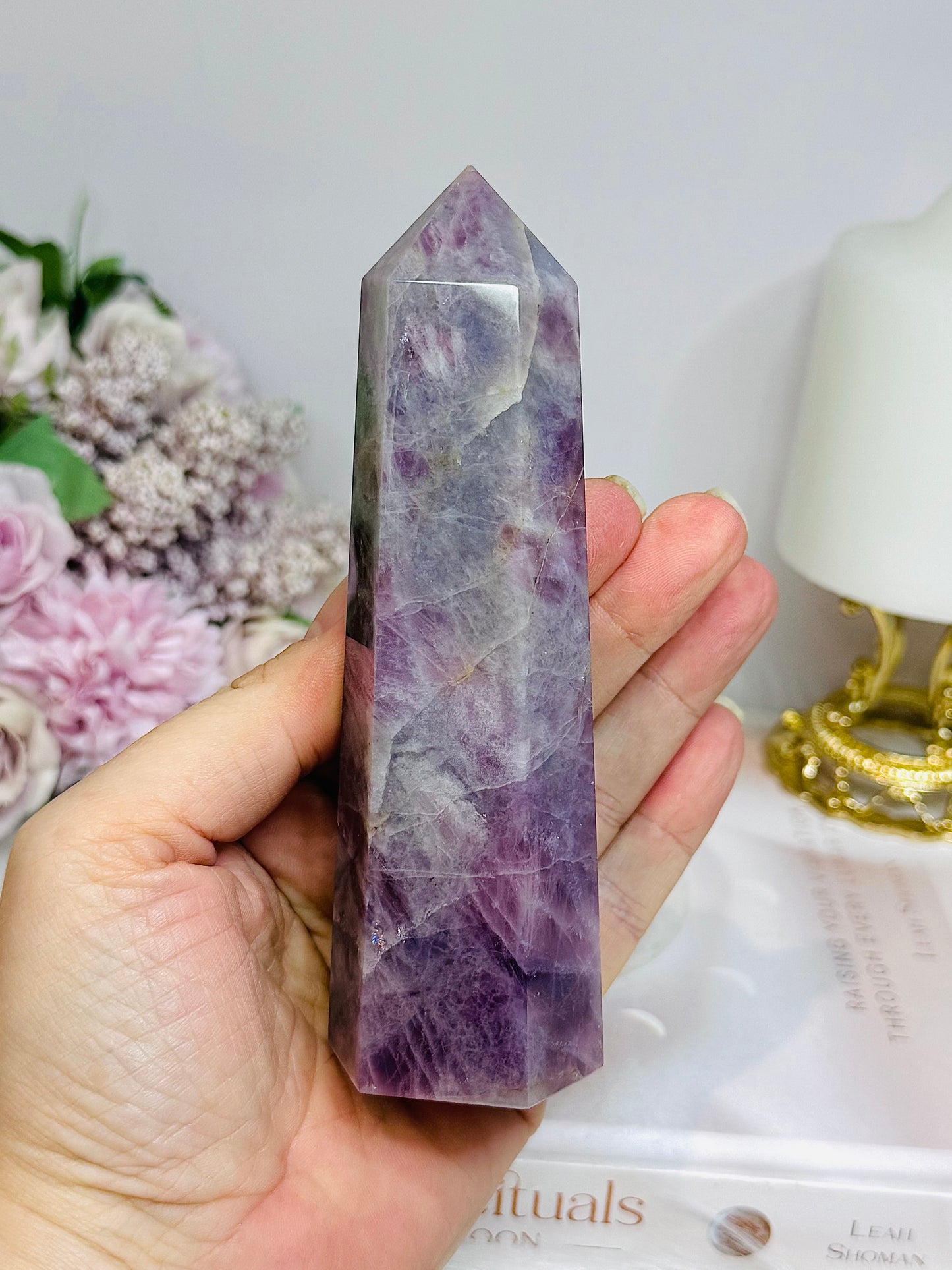 Large High Grade Lavender Rose Quartz Tower 13.5cm